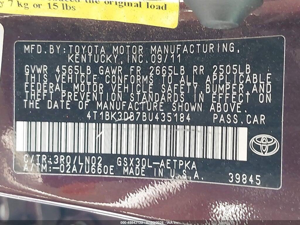 4T1BK3DB7BU435184 2011 TOYOTA AVALON photo no. 9