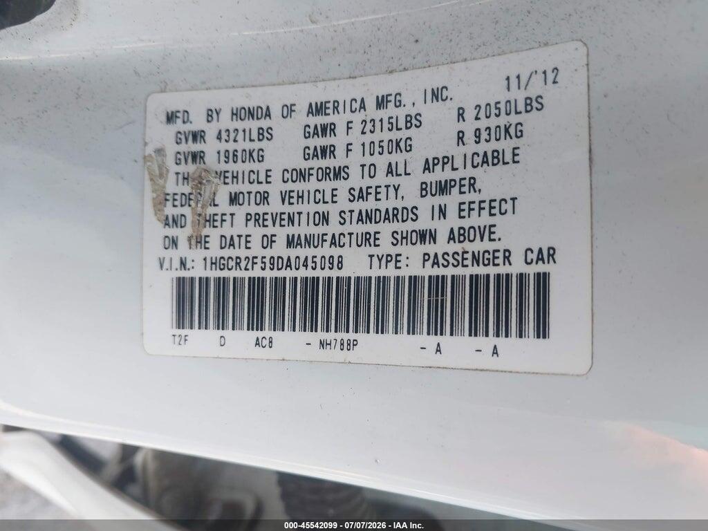 1HGCR2F59DA045098 2013 HONDA ACCORD photo no. 9