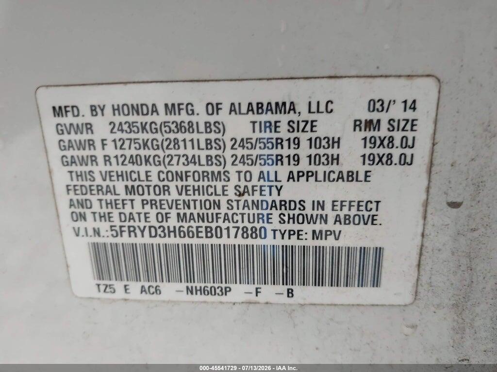 5FRYD3H66EB017880 2014 ACURA MDX photo no. 9