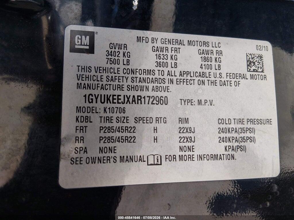 1GYUKEEJXAR172960 2010 CADILLAC ESCALADE HYBRID photo no. 9
