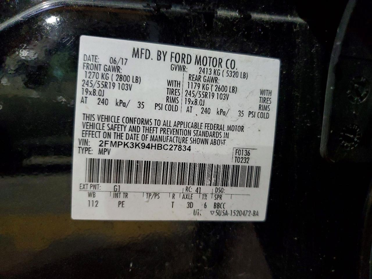 2017 FORD EDGE TITANIUM — Фото 13 из 13