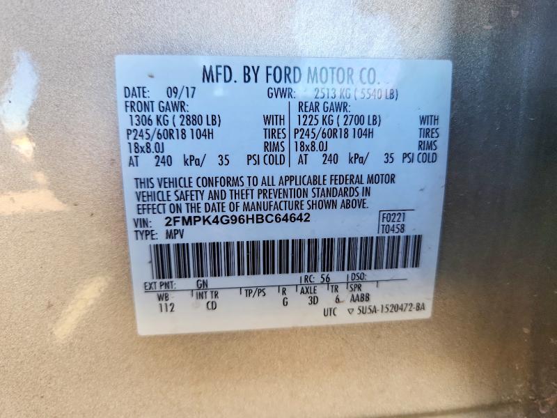 2FMPK4G96HBC64642 2017 FORD EDGE photo no. 12