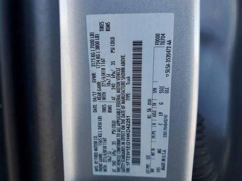 1FTEW1EG1HKD42251 2017 FORD F150 photo no. 12