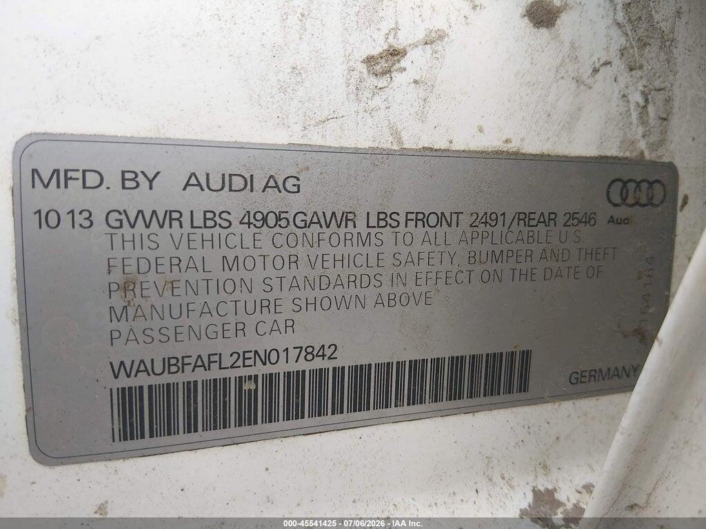 WAUBFAFL2EN017842 2014 AUDI A4 photo no. 9
