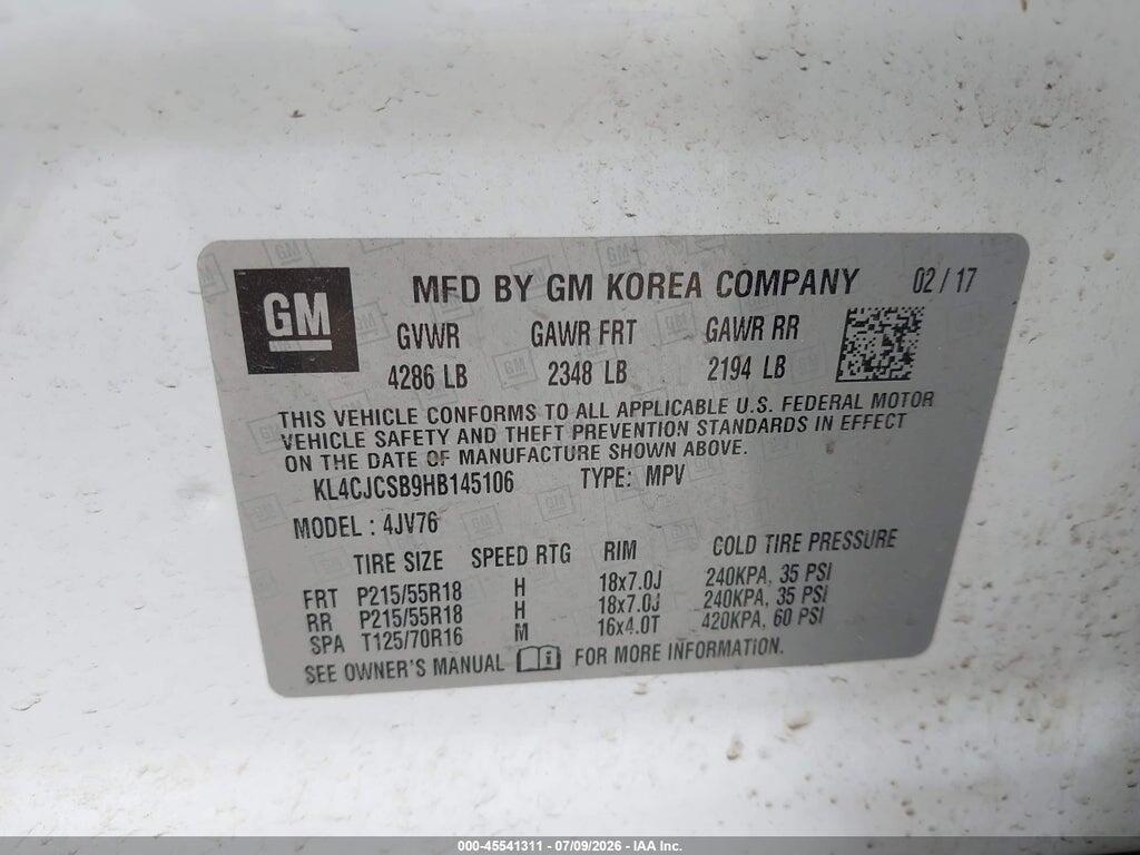 KL4CJCSB9HB145106 2017 BUICK ENCORE photo no. 9