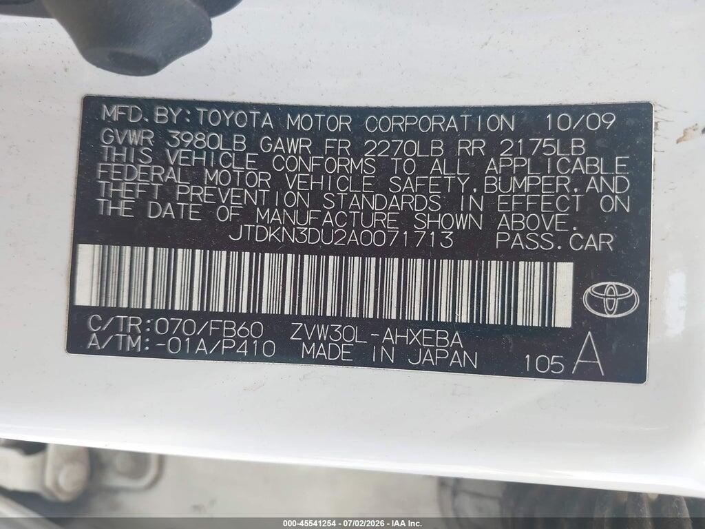 JTDKN3DU2A0071713 2010 TOYOTA PRIUS photo no. 9