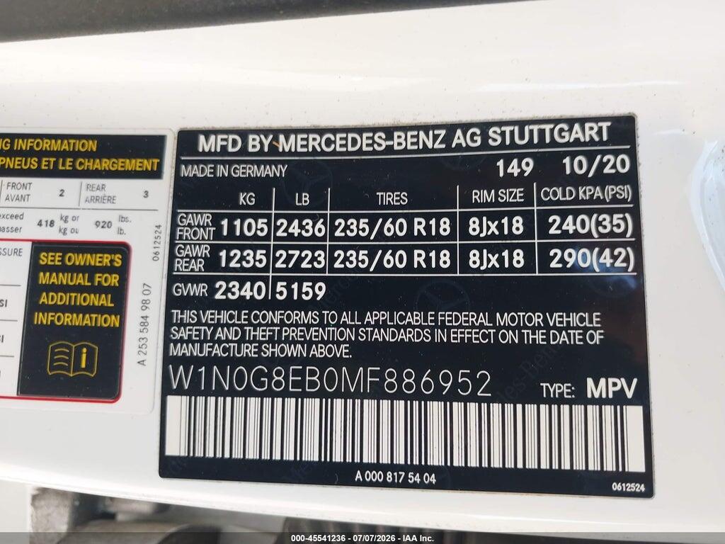 W1N0G8EB0MF886952 2021 MERCEDES-BENZ GLC 300 photo no. 9
