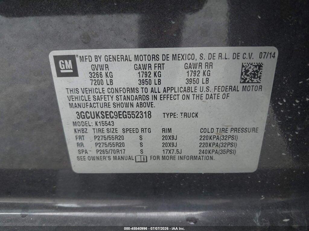 3GCUKSEC9EG552318 2014 CHEVROLET SILVERADO 1500 photo no. 9