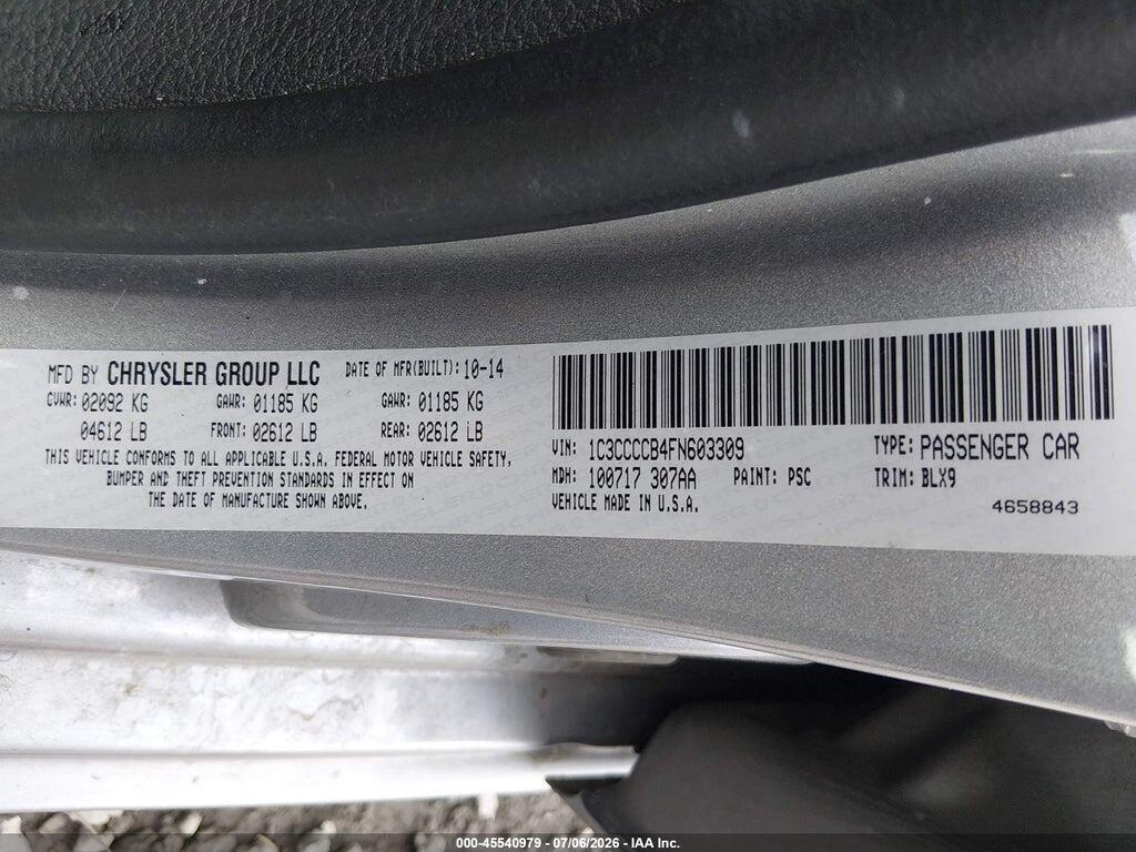 1C3CCCCB4FN603309 2015 CHRYSLER 200 photo no. 9
