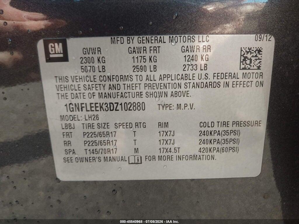 1GNFLEEK3DZ102880 2013 CHEVROLET EQUINOX photo no. 9