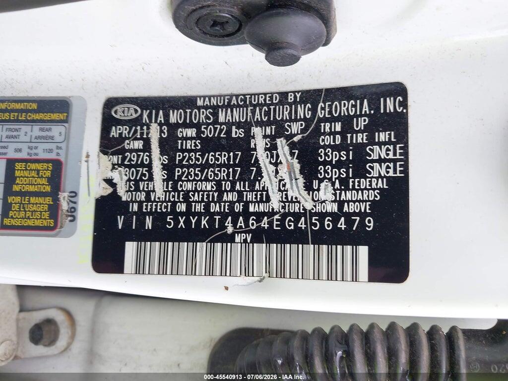 5XYKT4A64EG456479 2014 KIA SORENTO photo no. 9
