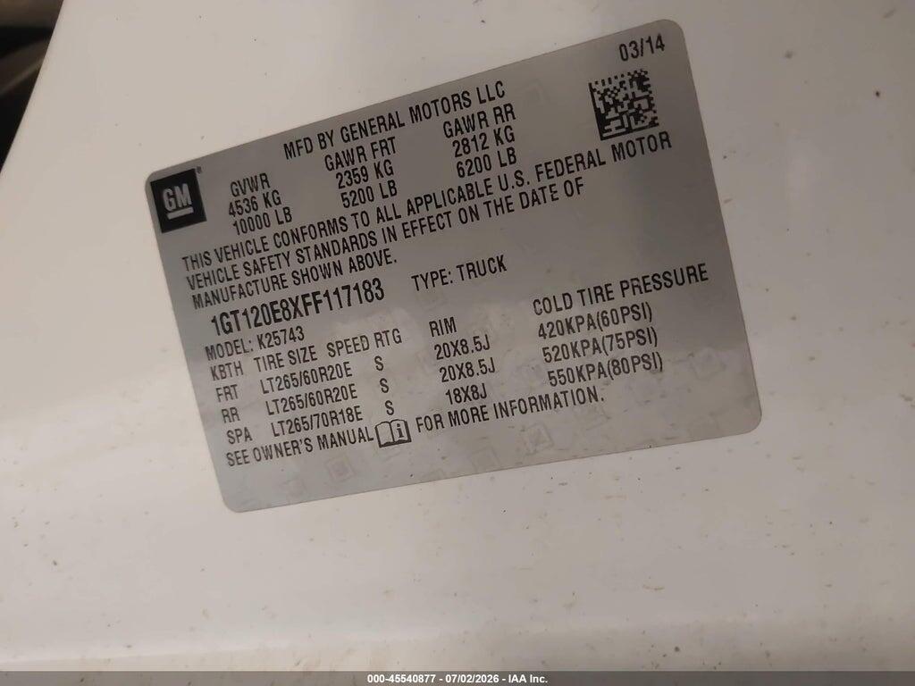 1GT120E8XFF117183 2015 GMC SIERRA 2500HD photo no. 9