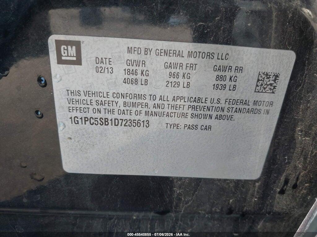 1G1PC5SB1D7235613 2013 CHEVROLET CRUZE photo no. 9