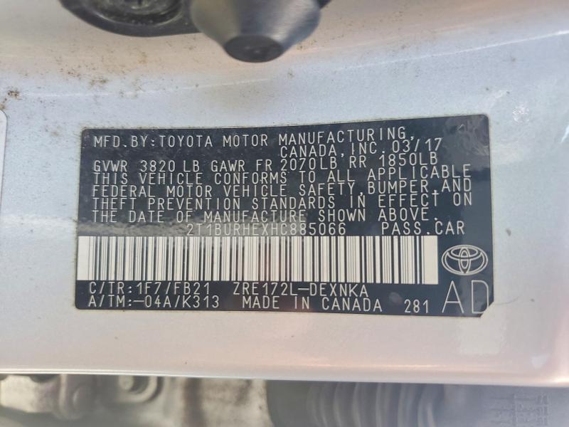 2T1BURHEXHC885066 2017 TOYOTA COROLLA photo no. 12