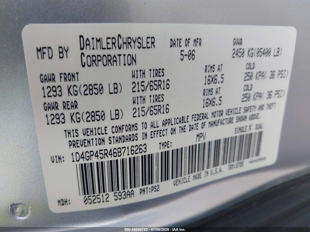 1D4GP45R46B716263 2006 DODGE CARAVAN photo no. 9