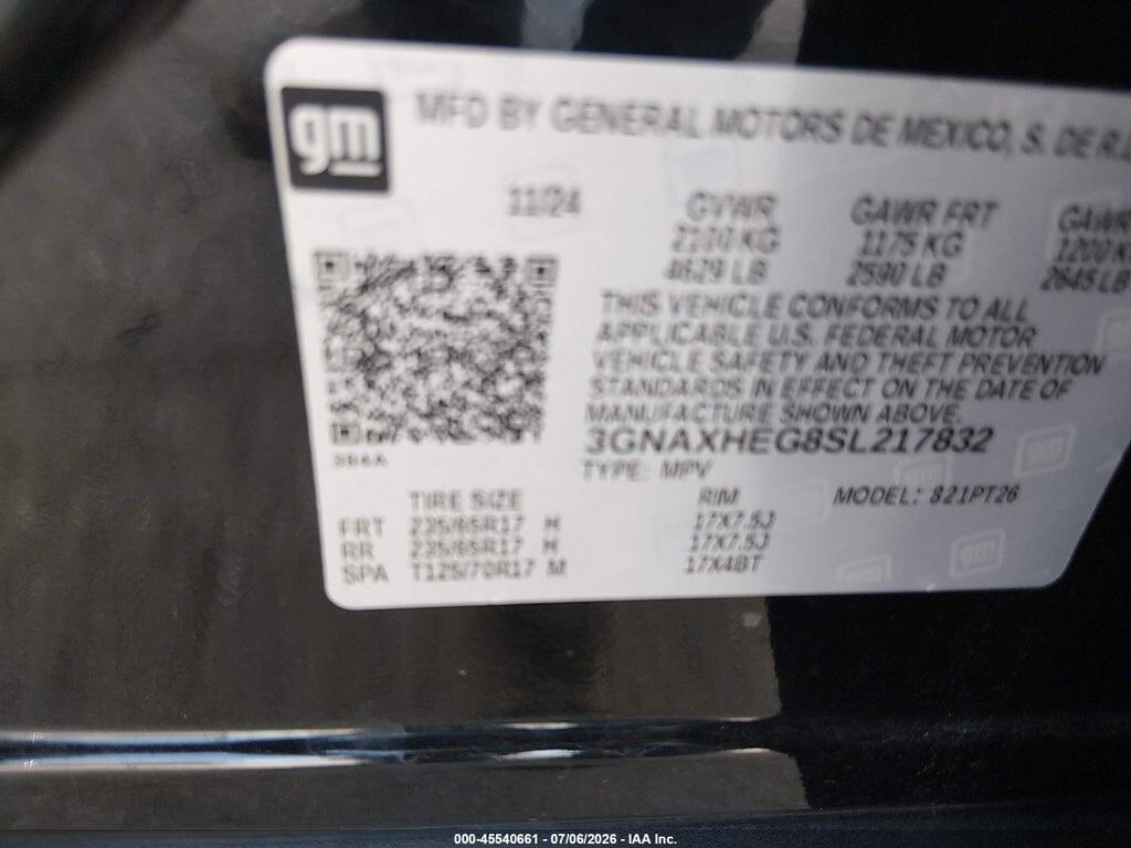 3GNAXHEG8SL217832 2025 CHEVROLET EQUINOX photo no. 9