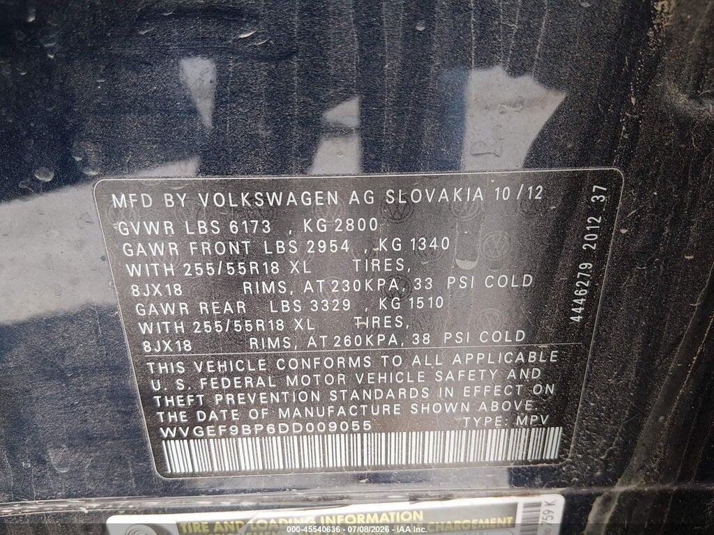 WVGEF9BP6DD009055 2013 VOLKSWAGEN TOUAREG photo no. 9