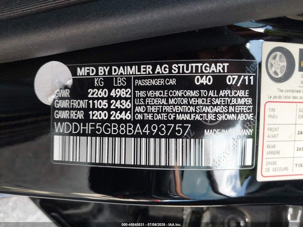WDDHF5GB8BA493757 2011 MERCEDES-BENZ E 350 photo no. 9