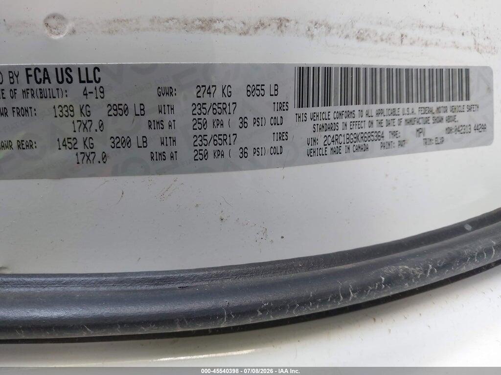 2C4RC1BG9KR685364 2019 CHRYSLER PACIFICA photo no. 9