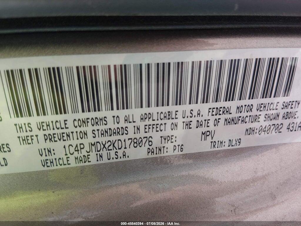 1C4PJMDX2KD178076 2019 JEEP CHEROKEE photo no. 9