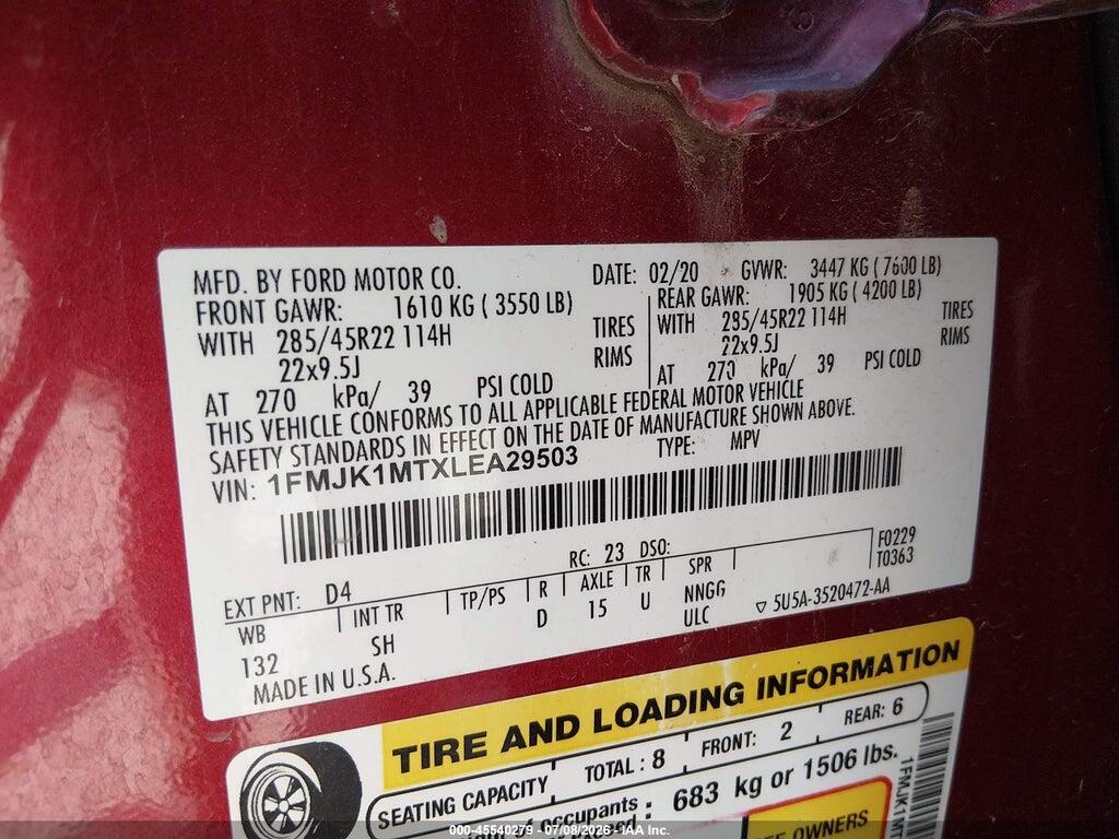1FMJK1MTXLEA29503 2020 FORD EXPEDITION photo no. 9