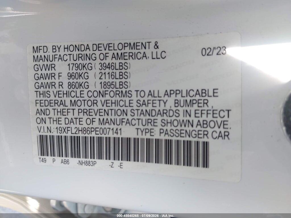 19XFL2H86PE007141 2023 HONDA CIVIC photo no. 9