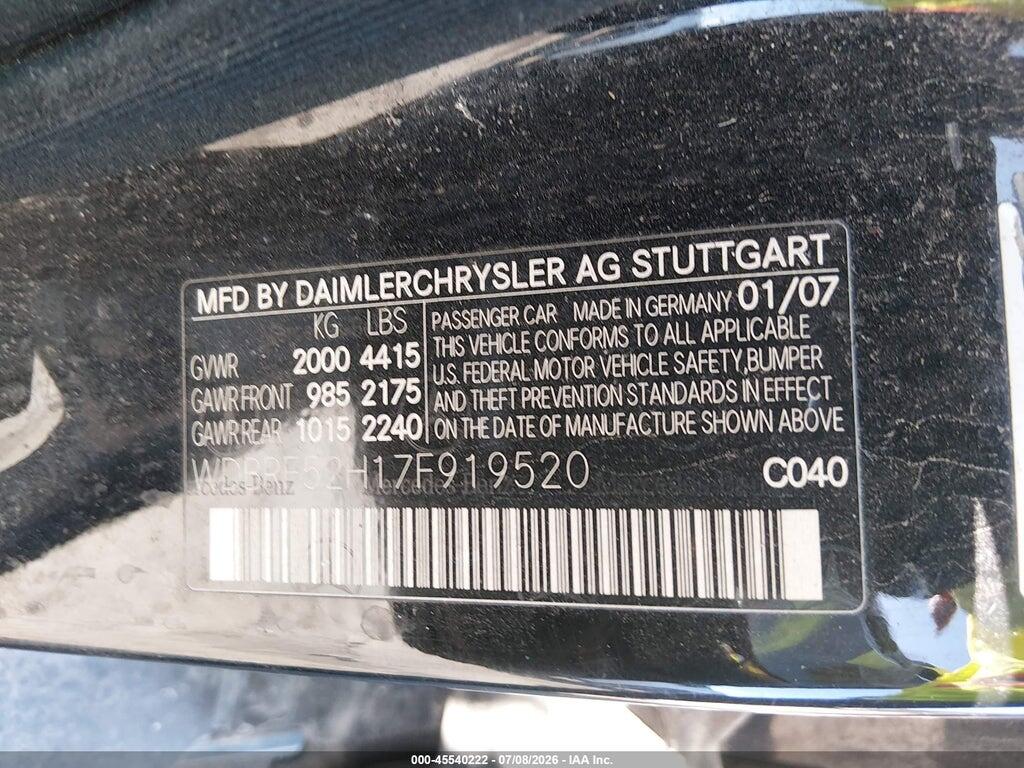 WDBRF52H17F919520 2007 MERCEDES-BENZ C 230 photo no. 9