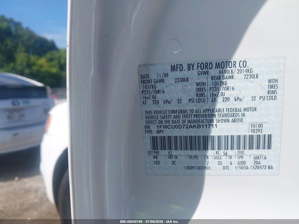 1FMCU0D72AKB11711 2010 FORD ESCAPE photo no. 9