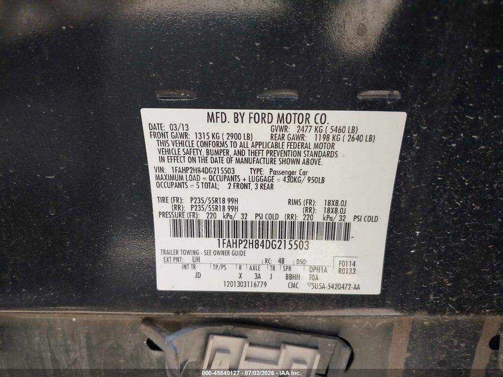 1FAHP2H84DG215503 2013 FORD TAURUS photo no. 9