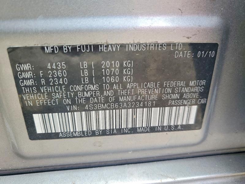 2010 SUBARU LEGACY 2.5I PREMIUM — Фото 13 из 13