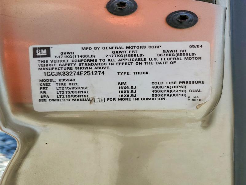 1GCJK33274F251274 2004 CHEVROLET SILVERADO photo no. 12