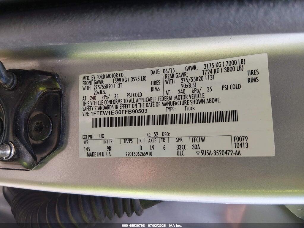1FTEW1EG0FFB90503 2015 FORD F-150 photo no. 9
