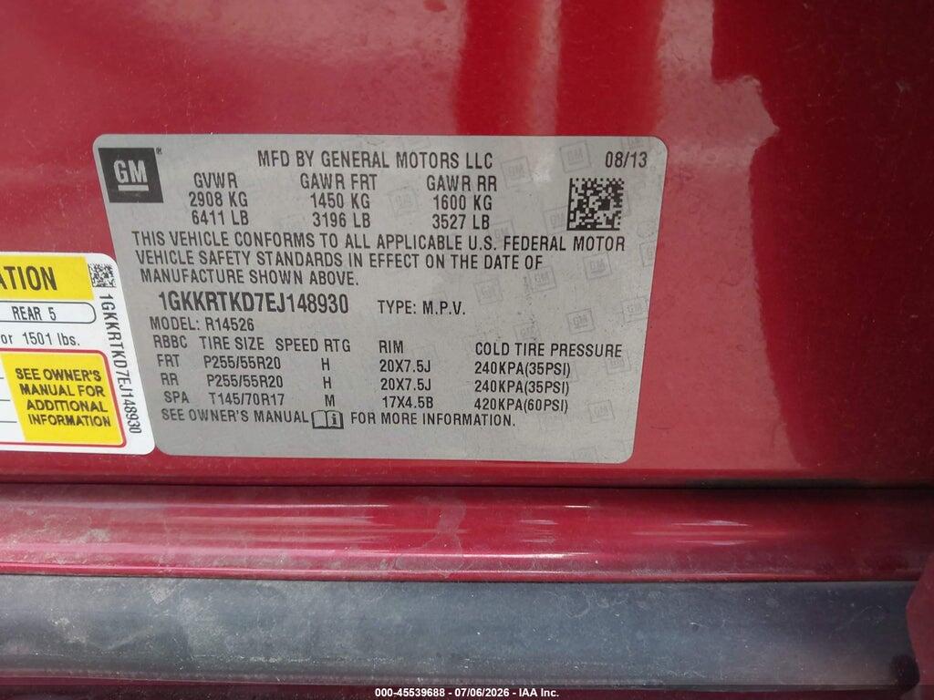 1GKKRTKD7EJ148930 2014 GMC ACADIA photo no. 9