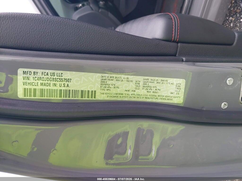 1C4RDJDG8SC557507 2025 DODGE DURANGO photo no. 9