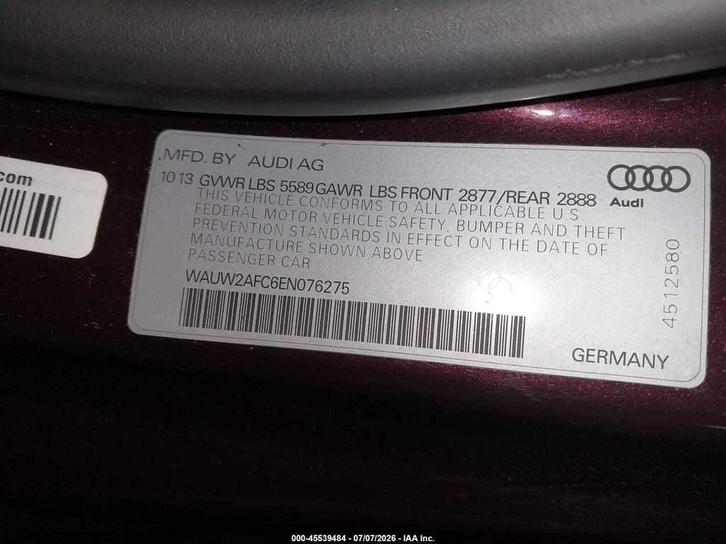 WAUW2AFC6EN076275 2014 AUDI S7 photo no. 9