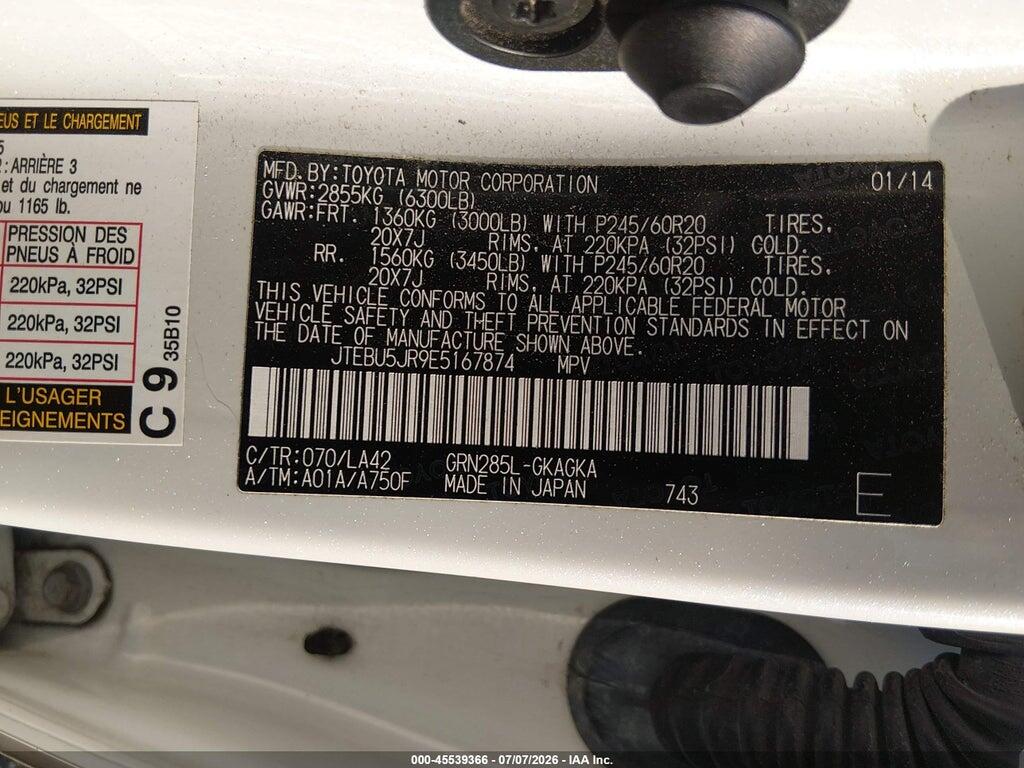 JTEBU5JR9E5167874 2014 TOYOTA 4RUNNER photo no. 9