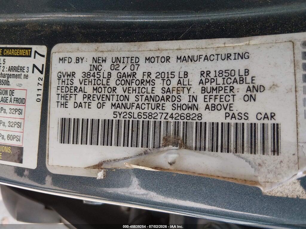 5Y2SL65827Z426828 2007 PONTIAC VIBE photo no. 9