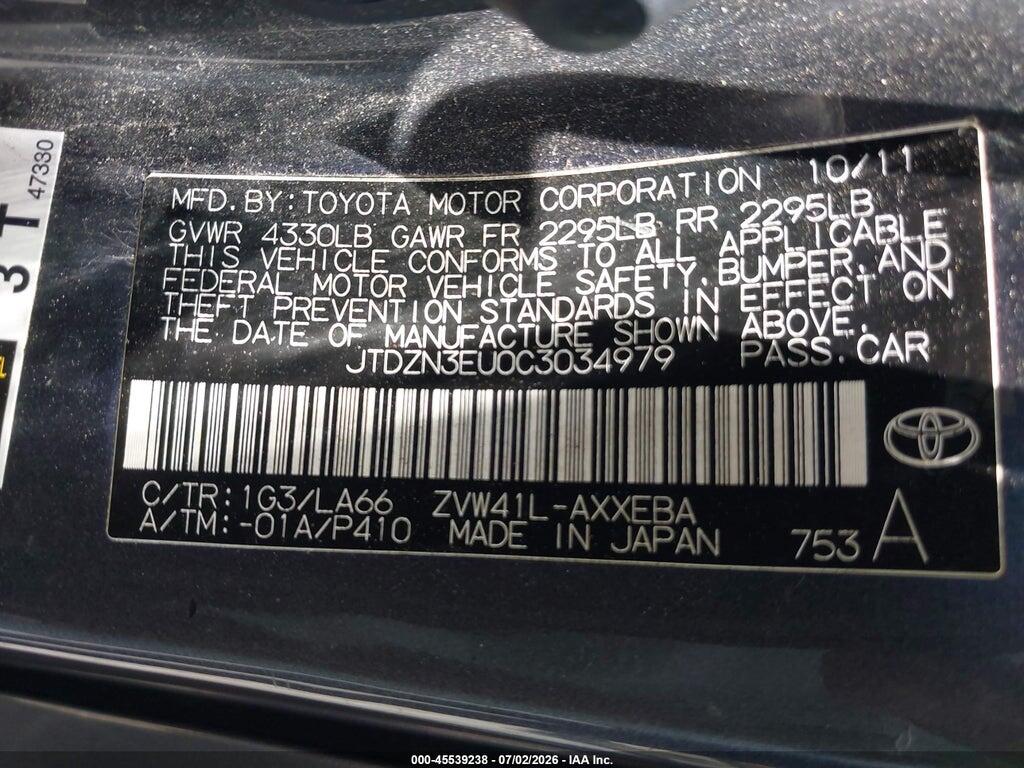 JTDZN3EU0C3034979 2012 TOYOTA PRIUS V photo no. 9