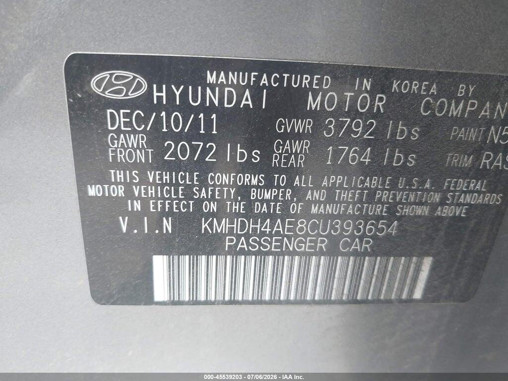 KMHDH4AE8CU393654 2012 HYUNDAI ELANTRA photo no. 9