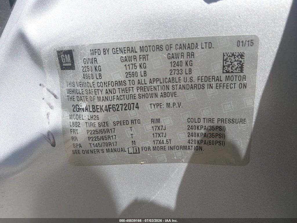 2GNALBEK4F6272074 2015 CHEVROLET EQUINOX photo no. 9
