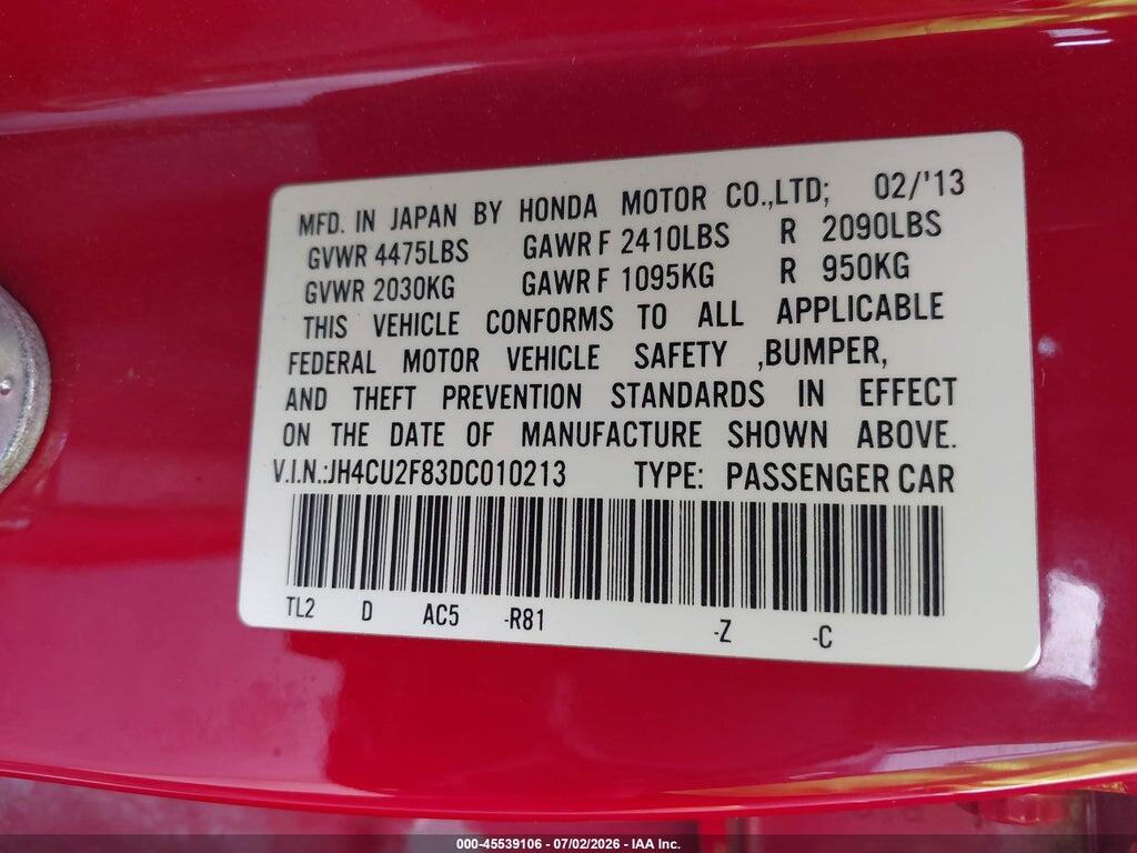 JH4CU2F83DC010213 2013 ACURA TSX photo no. 9