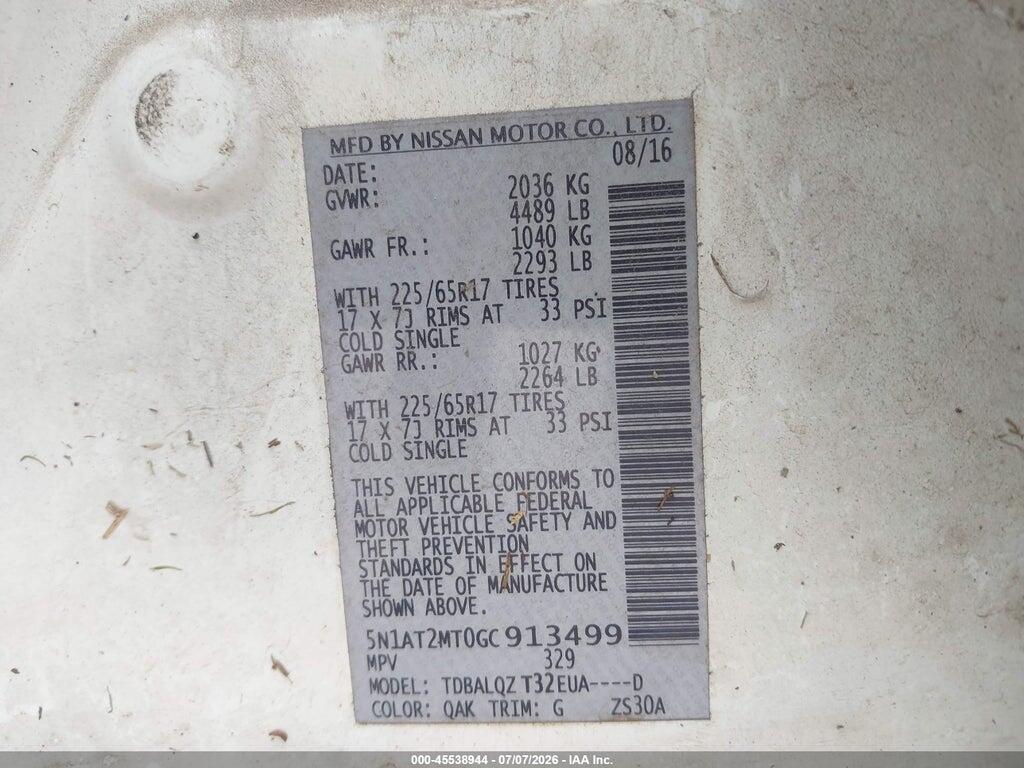 5N1AT2MT0GC913499 2016 NISSAN ROGUE photo no. 9