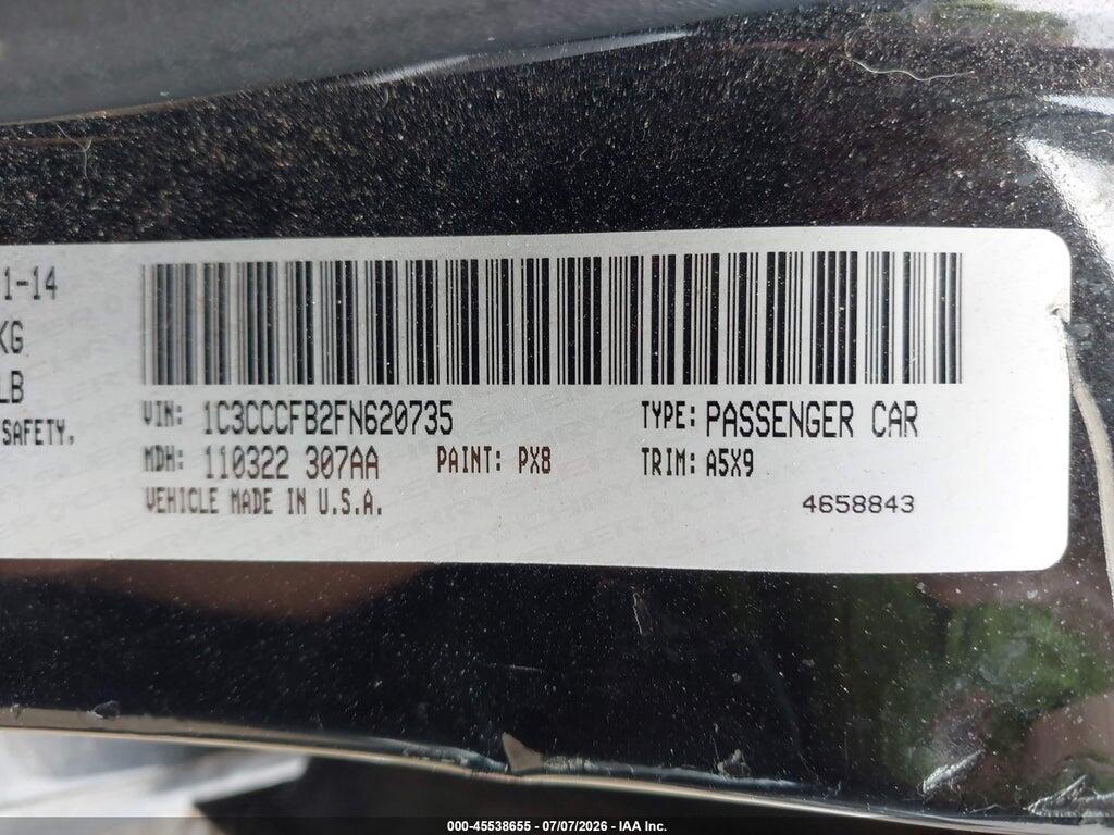 1C3CCCFB2FN620735 2015 CHRYSLER 200 photo no. 9