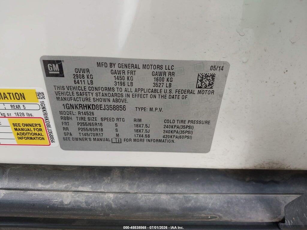 1GNKRHKD8EJ358856 2014 CHEVROLET TRAVERSE photo no. 9