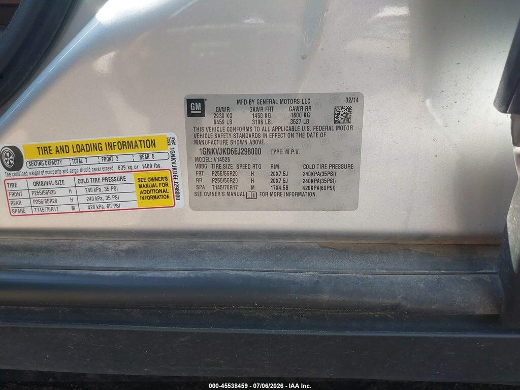 1GNKVJKD6EJ298000 2014 CHEVROLET TRAVERSE photo no. 9
