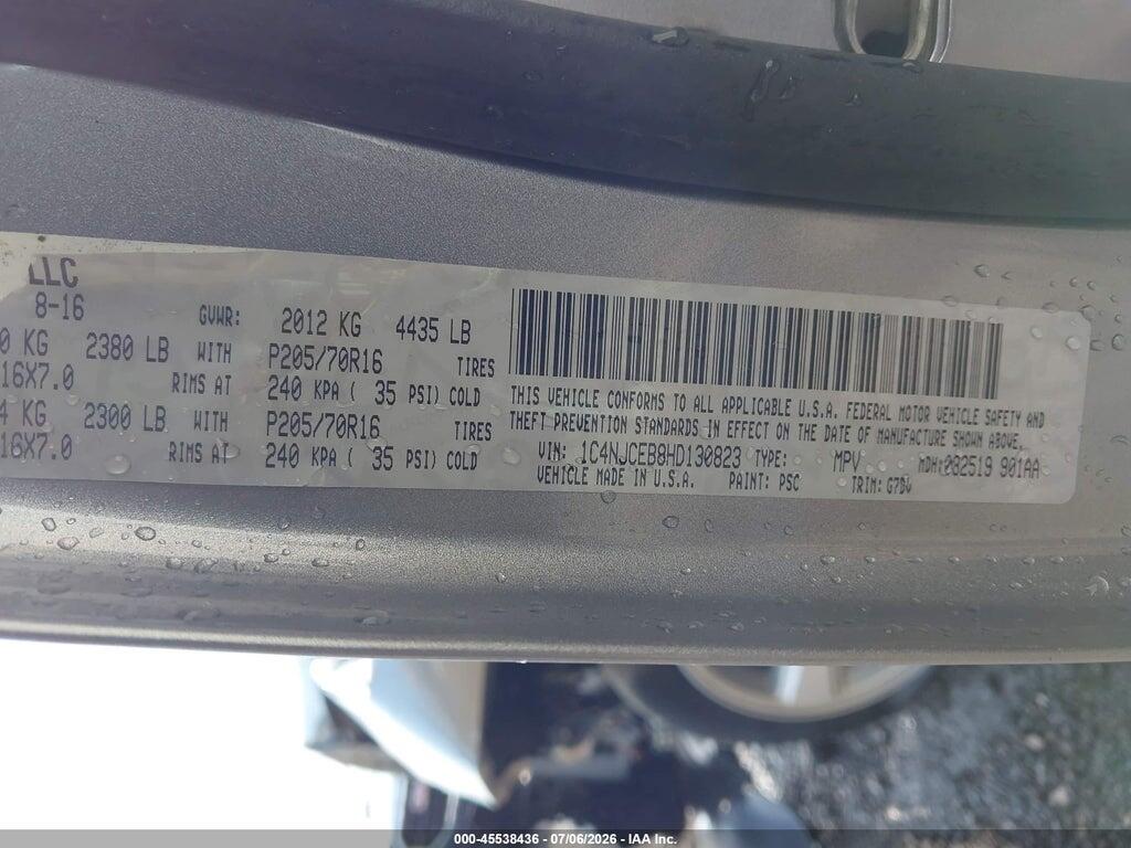 1C4NJCEB8HD130823 2017 JEEP COMPASS photo no. 9