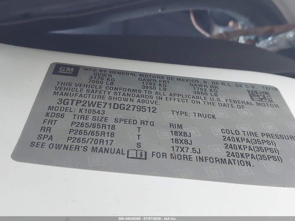 3GTP2WE71DG279512 2013 GMC SIERRA 1500 photo no. 9