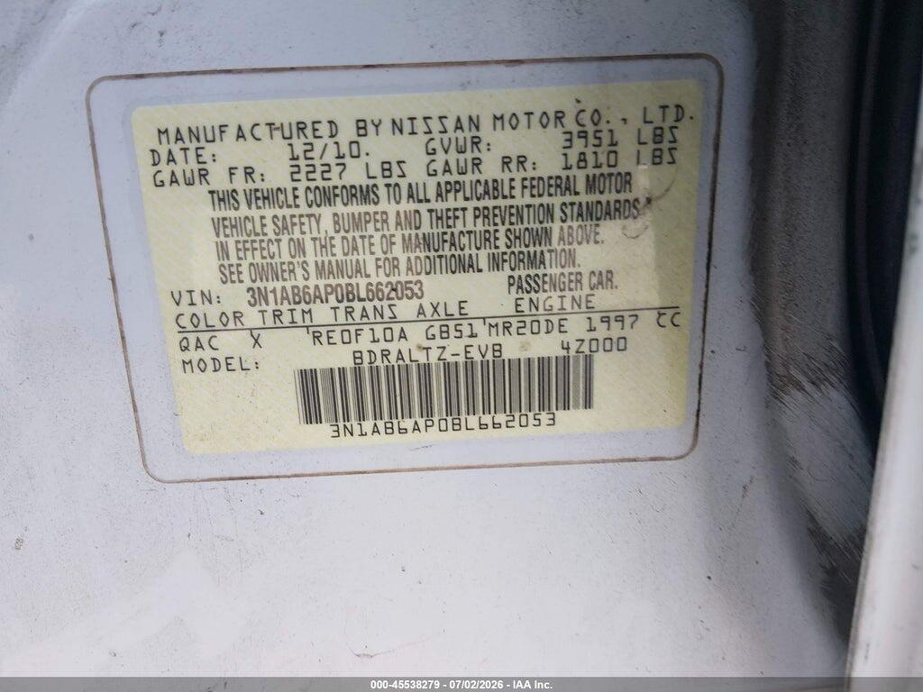 3N1AB6AP0BL662053 2011 NISSAN SENTRA photo no. 9