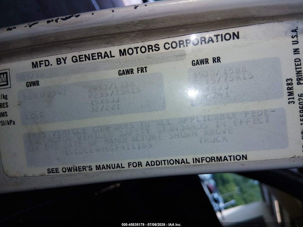 1GCDC14H6GF411165 1986 CHEVROLET C10 photo no. 9