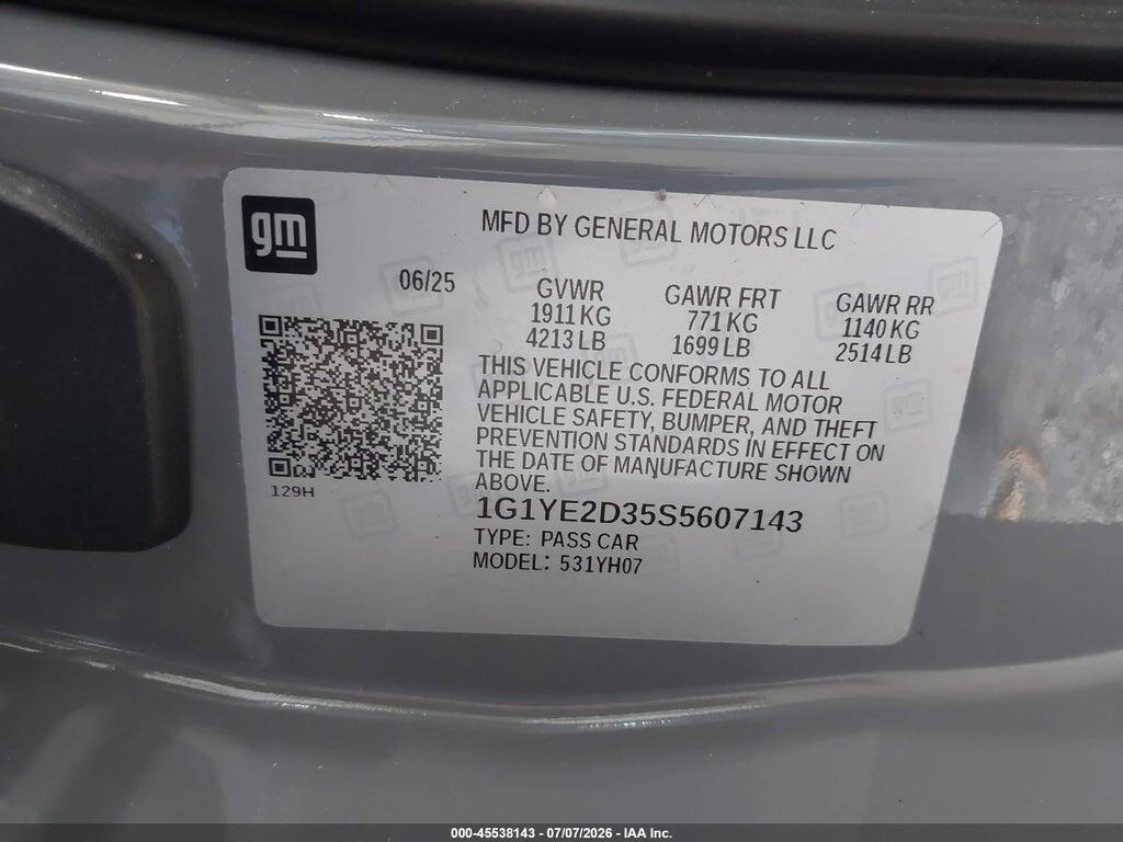 1G1YE2D35S5607143 2025 CHEVROLET CORVETTE Z06 photo no. 9